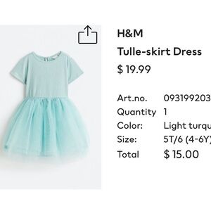 A Tulle-skirt Dress. Size 5T/6